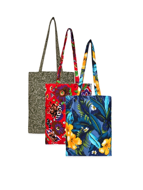 

Anekaant Set Of 3 Printed Tote Bag, Multi