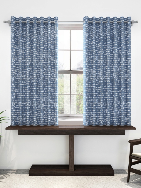 

Divine Casa Blue & White Set of 2 Sheer Window Curtains