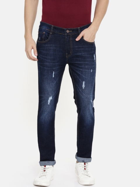 

CINOCCI Men Blue Slim Fit Mid-Rise Low Distress Jeans