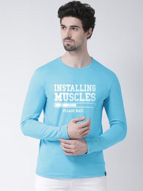 

Friskers Men Blue Printed Round Neck T-shirt