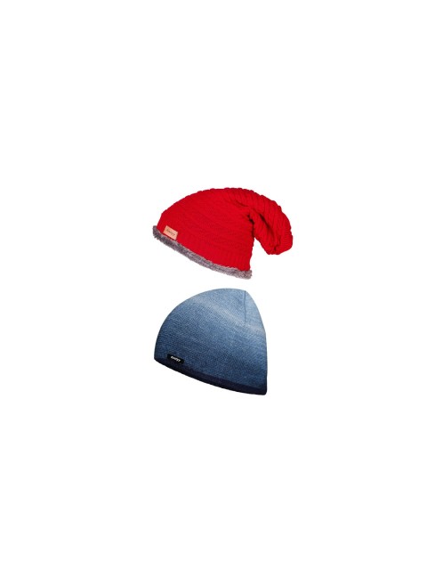 

Knotyy Men Pack of 2 Red & Blue Solid Beanie