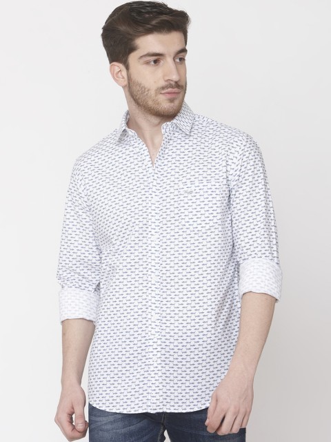 

Mufti Men White & Blue Slim Fit Printed Casual Shirt