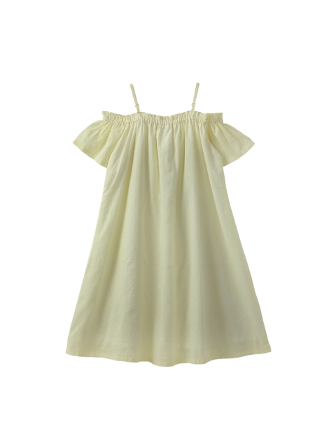 

Cub McPaws Girls Self Design Yellow Smocked A-Line Dress