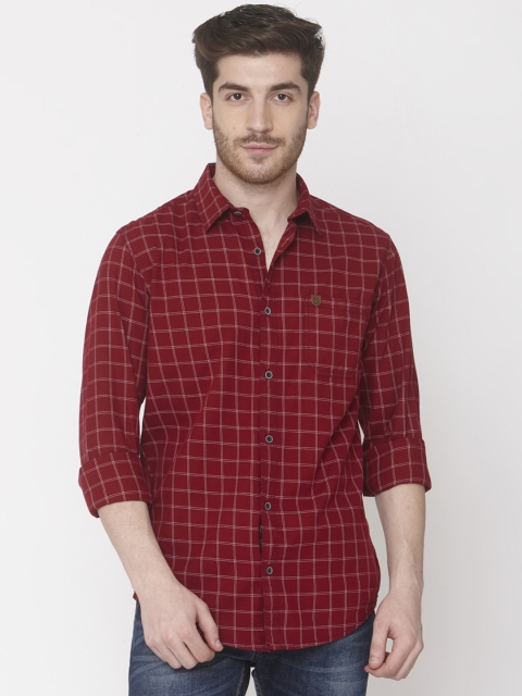 

Mufti Men Red Slim Fit Checked Casual Shirt