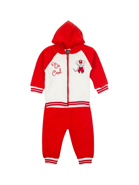 

MeeMee Kids Red & White Self Design Sweatshirt with Pyjamas
