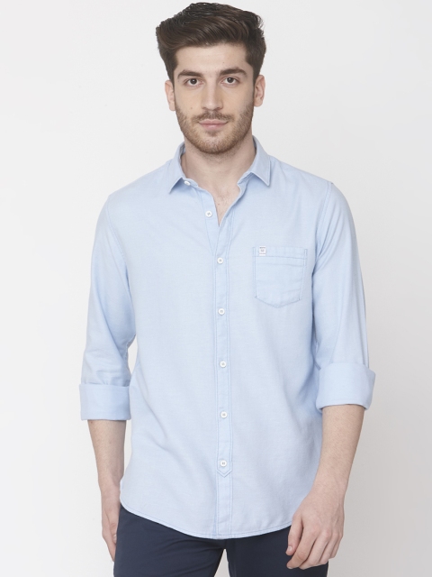 

Mufti Men Turquoise Blue Slim Fit Solid Casual Shirt