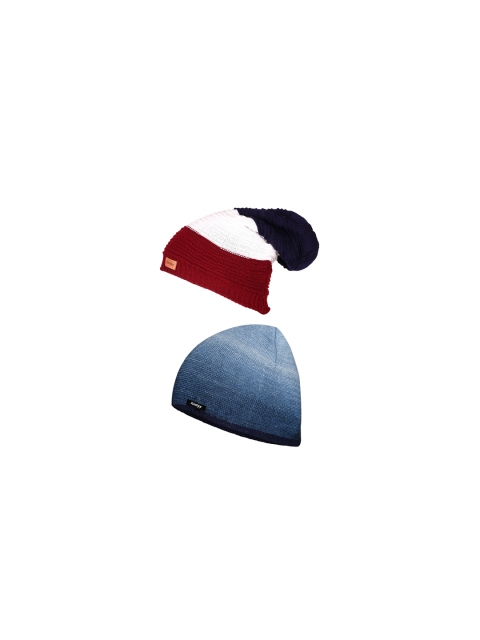 

Knotyy Men Pack of 2 Multicoloured Solid Beanies, Multi