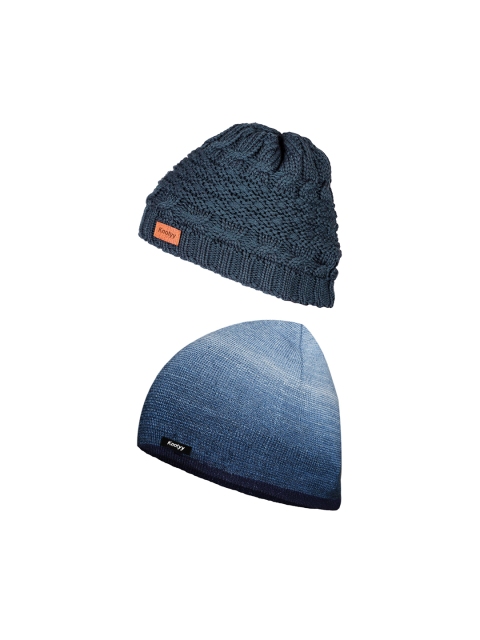 

Knotyy Men Pack of 2 Solid Beanies, Blue
