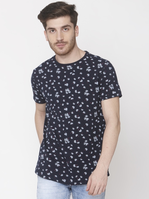 

Mufti Men Navy Blue Slim Fit Printed Round Neck T-shirt
