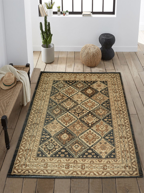 

Saral Home Brown & Beige Diamond Pattern Microfibre Polyester Digital Printed Anti-Skid Carpet, Green