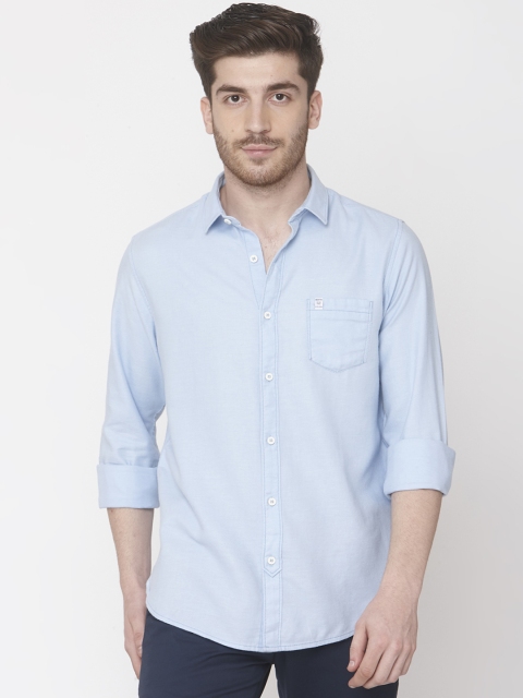 

Mufti Men Turquoise Blue Slim Fit Solid Casual Shirt