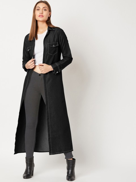 

Miss Chase Women Black Solid Denim Open Front Shrug