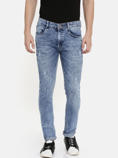 

CINOCCI Men Blue Slim Fit Mid-Rise Low Distress Jeans