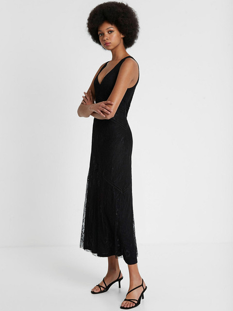 

Desigual Women Self Design Black Fit and Flare Dress