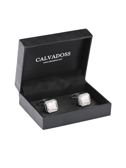 

Calvadoss Off-White Geometric Cufflinks