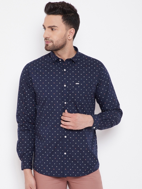 

Canary London Men Navy Blue Smart Slim Fit Printed Casual Shirt