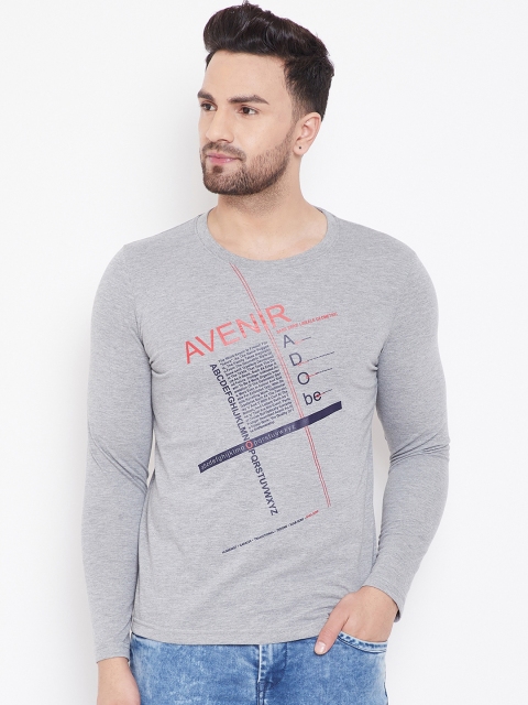 

Adobe Men Grey Printed Round Neck T-shirt