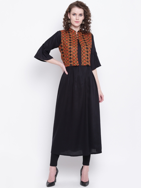 

Napra Women Black Solid Anarkali Kurta With Jacket