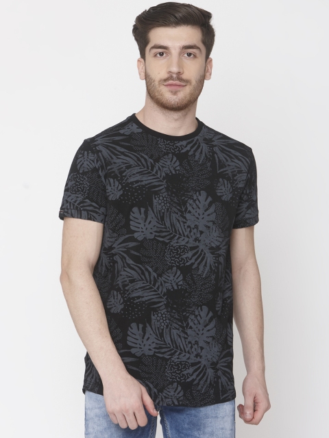 

Mufti Men Black Slim Fit Printed Round Neck T-shirt