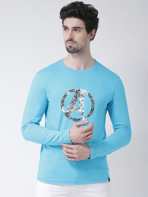

Friskers Men Blue Printed Round Neck T-shirt