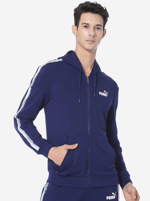 

Puma Men Blue Striped Tape FZ Hoody TR Peacoat Jacket