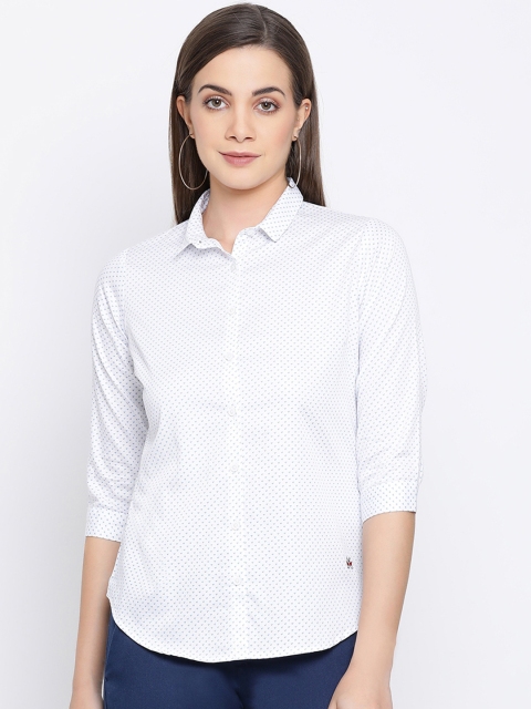 

Crimsoune Club Women White Slim Fit Printed Casual Shirt