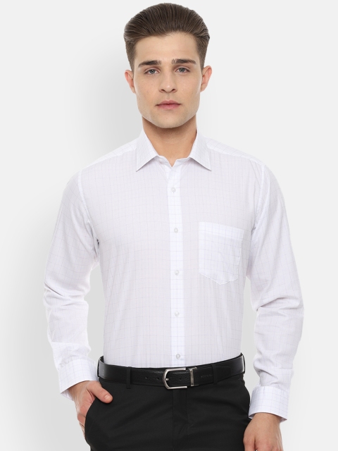 

Van Heusen Men White & Blue Regular Fit Checked Formal Shirt