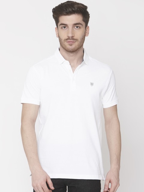 

Mufti Men White Solid Polo Collar T-shirt