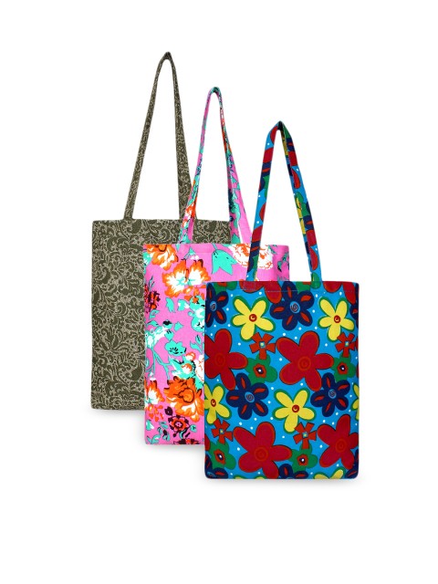 

Anekaant Set Of 3 Printed Tote Bag, Multi