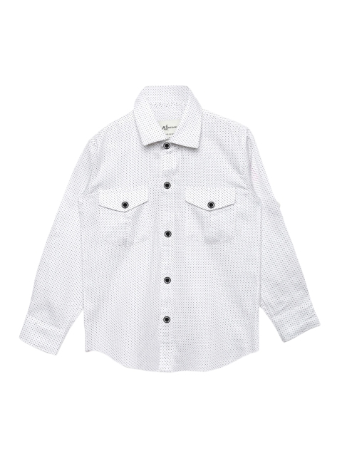 

Aj DEZInES Boys White Smart Regular Fit Printed Casual Shirt