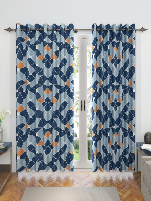 

Divine Casa Navy Blue Printed Set of 2 Sheer Door Curtains