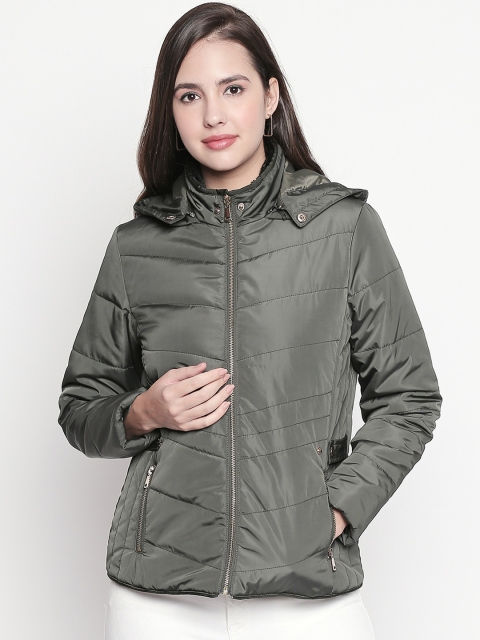 

Honey by Pantaloons Women Olive Green Solid Jacket