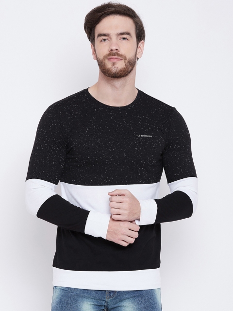

LE BOURGEOIS Men Black Colourblocked Round Neck T-shirt