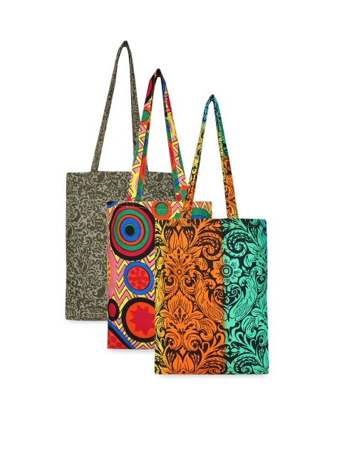 

Anekaant Set Of 3 Printed Tote Bag, Multi