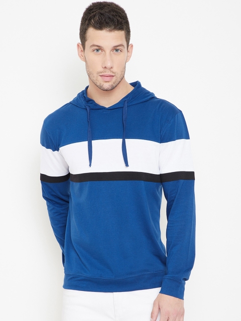 

GRITSTONES Men Turquoise Blue Colourblocked Hood T-shirt