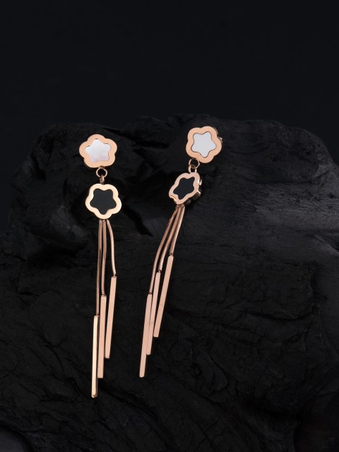 

E2O Gold-Plated & Black Floral Drop Earrings