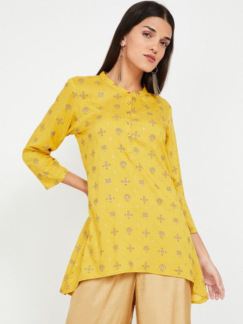 

Melange by Lifestyle Women Yellow Printed A-Line Kurti