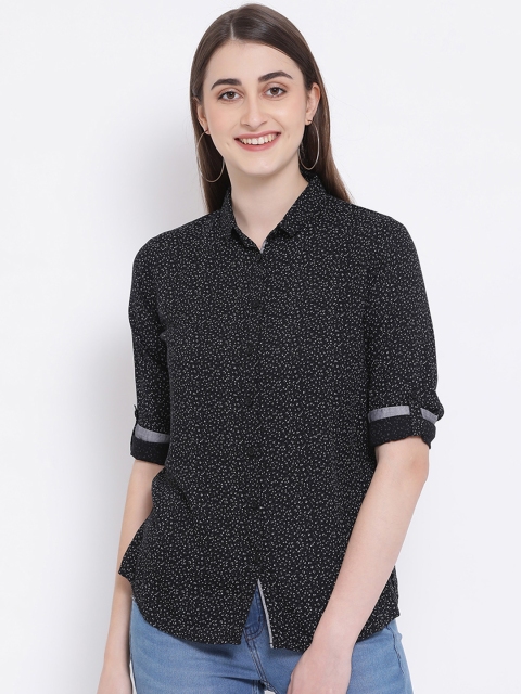 

Crimsoune Club Women Black Slim Fit Printed Casual Shirt