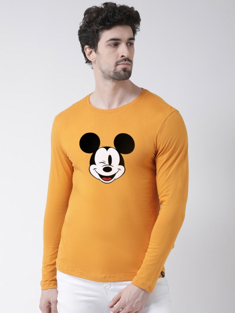 

Friskers Men Mustard Yellow Printed Round Neck T-shirt