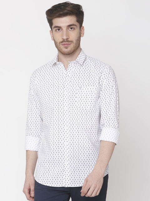 

Mufti Men White & Navy Blue Printed Slim Fit Casual Shirt