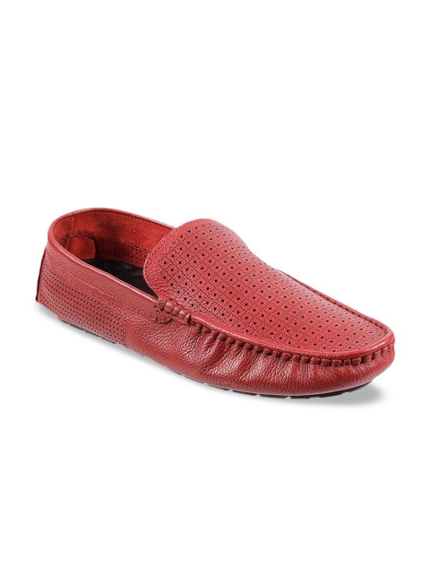 

Mochi Men Red Leather Driving Shoes