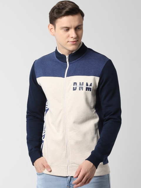 

Peter England Casuals Men Navy Blue & Cream-Coloured Colourblocked Sweatshirt