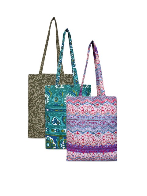 

Anekaant Set Of 3 Printed Tote Bag, Multi