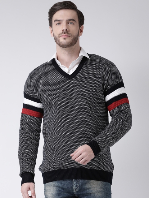 

COBB Men Black & White Striped Sweater