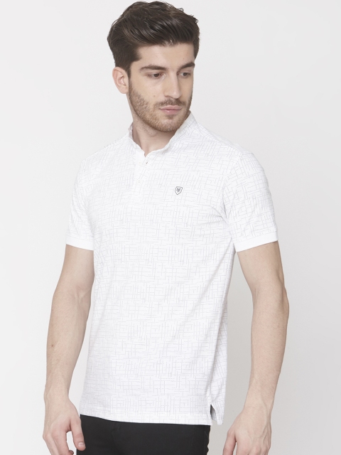 

Mufti Men White Slim Fit Printed Polo Collar Pure Cotton T-shirt