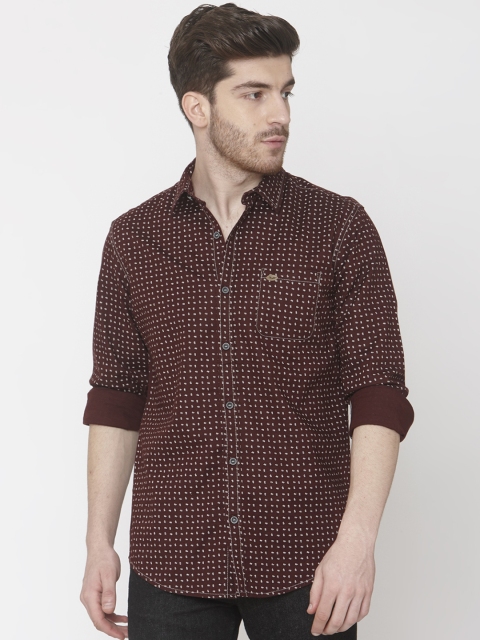 

Mufti Men Burgundy Slim Fit Printed Casual Shirt