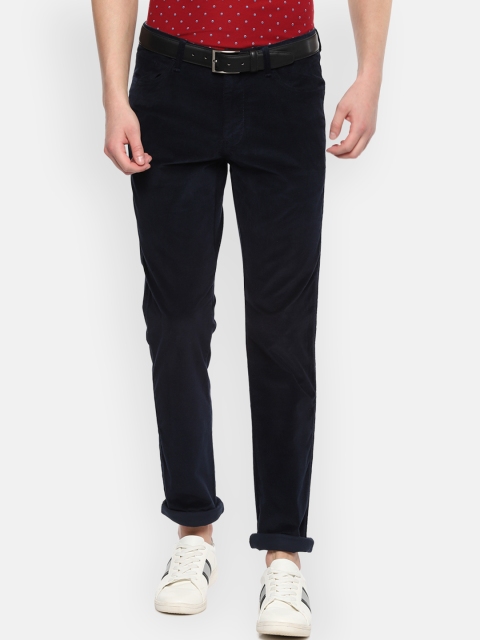 

Van Heusen Sport Men Navy Blue Slim Fit Solid Regular Trousers