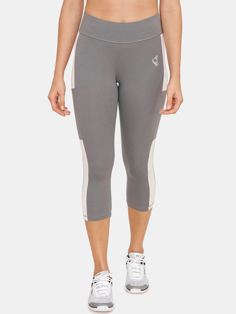 

Zelocity by Zivame Women Grey Solid Skinny Fit Capris