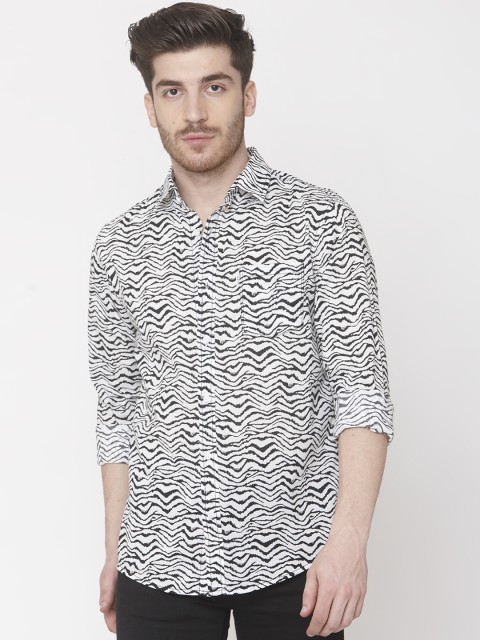 

Mufti Men White & Black Slim Fit Printed Casual Shirt
