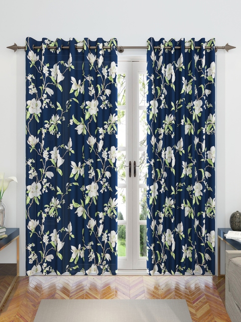 

Divine Casa Navy Blue & White Set of 2 Door Curtains